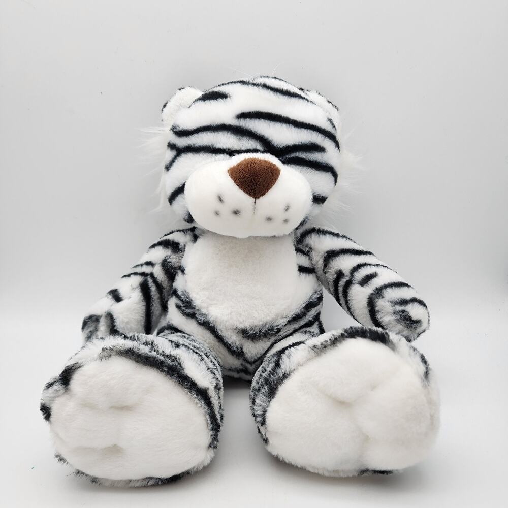 Anico White Tiger Plush Stuffed Animal Toy 13" Big Feet Brown Nose Freckles